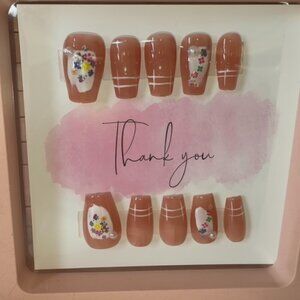 Hand Painted Press-On or Glue-On Nails Size M